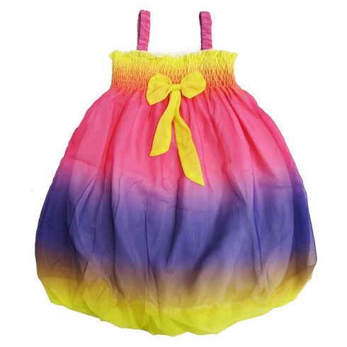 Little Girls Rainbow Straps Bow Chiffon Baby Doll Dress 24M-8 - SophiasStyle.com